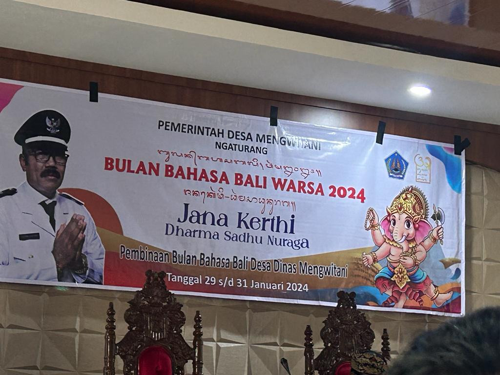 BERLANGSUNG PEMBUKAAN KEGIATAN PEMBINAAN BULAN BAHASA BALI TAHUN 2024 DAN DIHADIRI LANGSUNG OLEH BAPAK PERBEKEL DESA MENGWITANI.